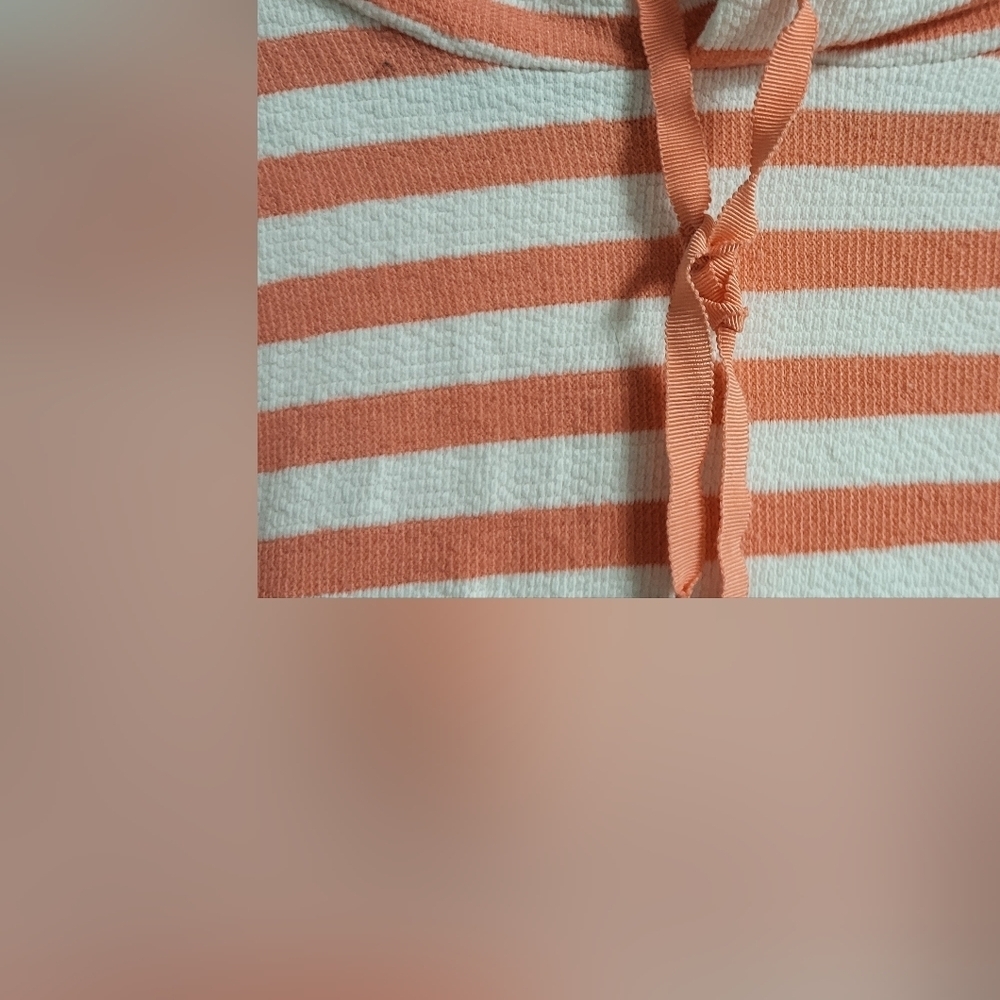 Jones New York Womens Striped Peach and White Hoodie Size M - Picture 3 of 10